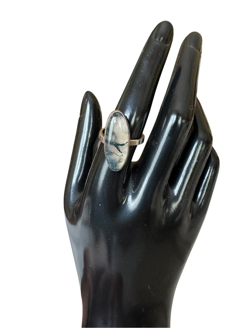 Sterling Silver Moss Agate Ring - Women's Jewelry